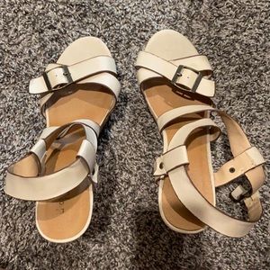 Beige wedge heel sandals